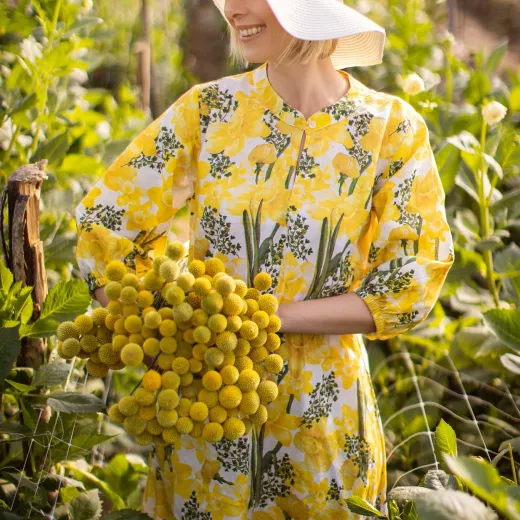 3|4 Sleeve Dress Daffodil Print