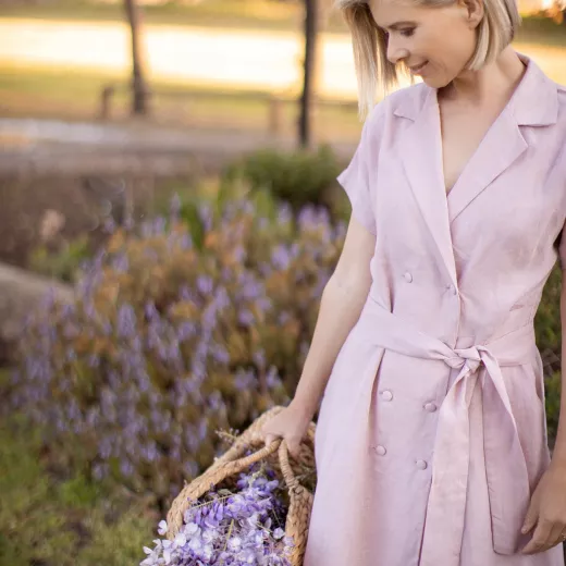 Double Breasted Dress: Light Pink