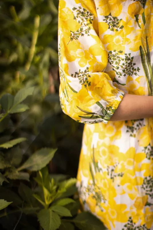 3|4 Sleeve Dress Daffodil Print