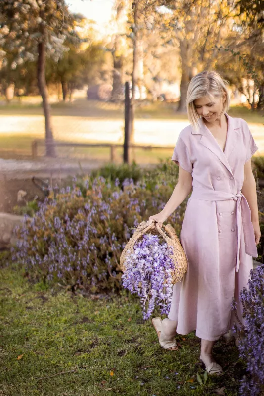 Double Breasted Dress: Light Pink