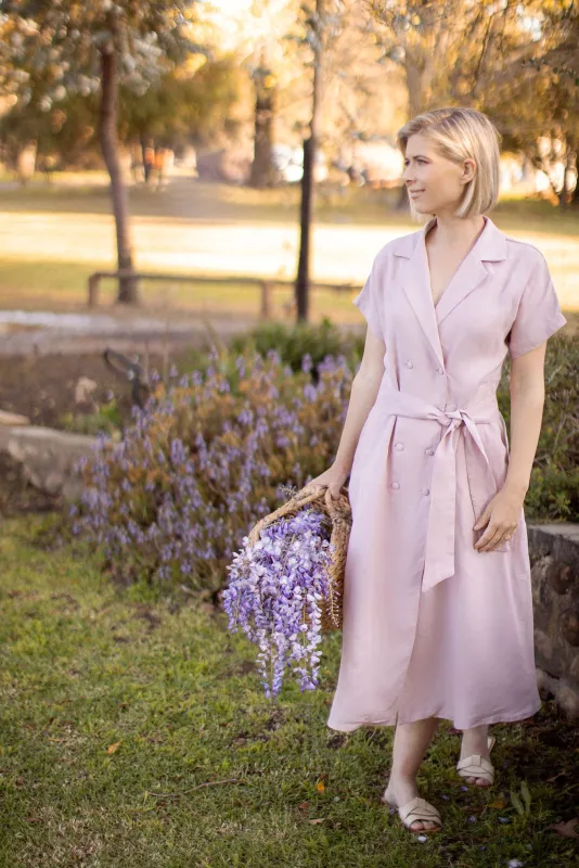 Double Breasted Dress: Light Pink