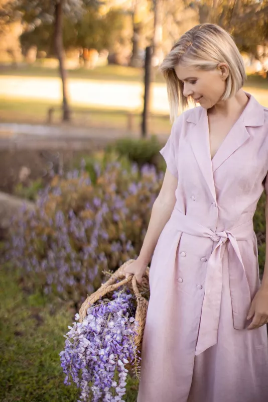 Double Breasted Dress: Light Pink