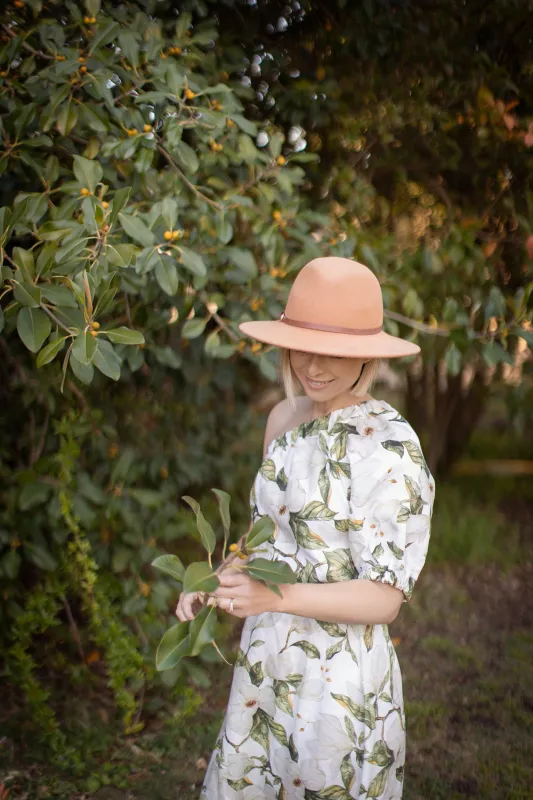 One Hand Off Shoulder Dress Magnolia Print