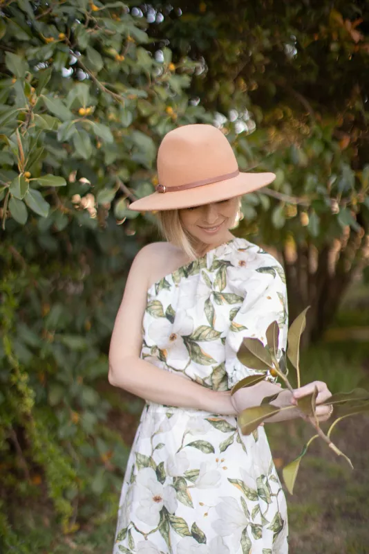 One Hand Off Shoulder Dress Magnolia Print