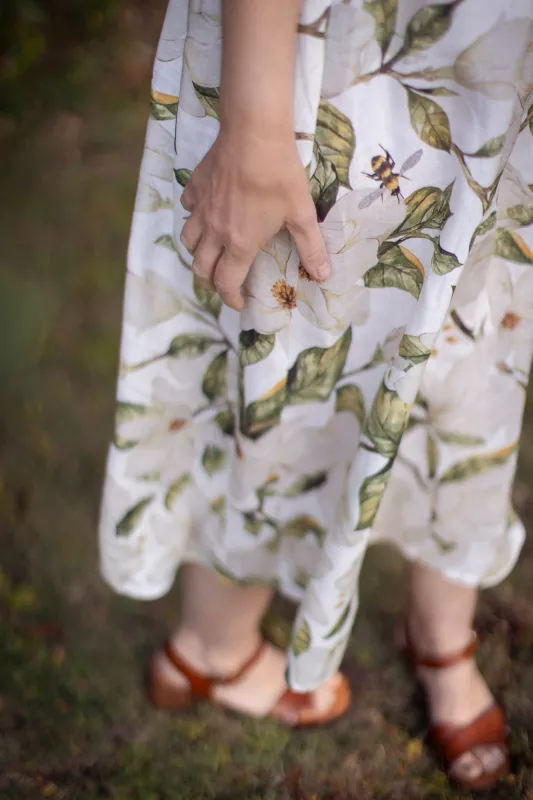 One Hand Off Shoulder Dress Magnolia Print